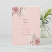 Faire-part de mariage Dahlia Rose Pâle (Debout devant)