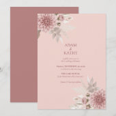 Faire-part de mariage Dahlia Rose Pâle (Devant / Derrière)