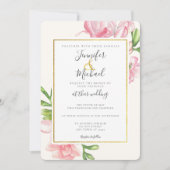 Faire-part de mariage d'ajustement en or rose Flor (Devant)