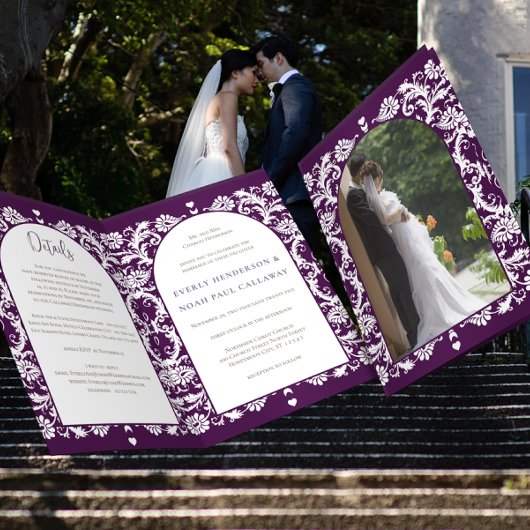 Faire-Part de Mariage Damas Blanc - Choisissez le