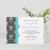 Faire-part de mariage Damas Blue Bow (Debout devant)