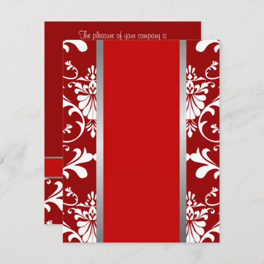 Faire-part de mariage Damas et ruban (Devant / Derrière)