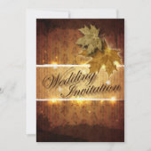 Faire-part de mariage Damask Golden Leaves Fall (Devant)