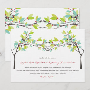 Faire-part de mariage d'amour à nouer vert printem