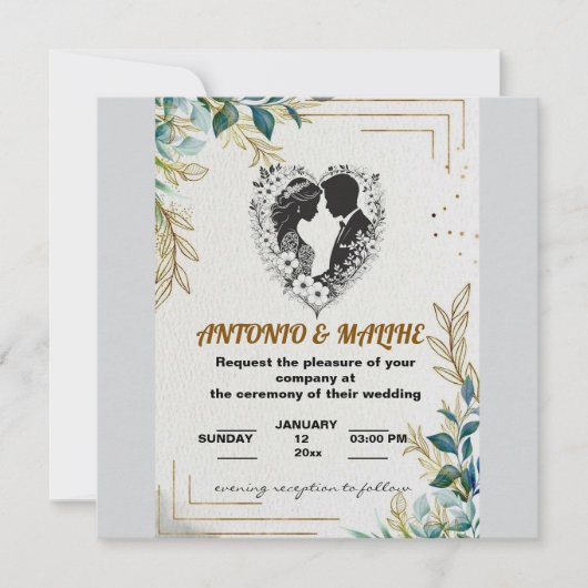 faire-part de mariage d'amour classique (Devant)