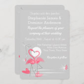 faire-part de mariage d'amour Flamant rose (Devant / Derrière)