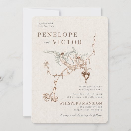 Faire-part de mariage d'amour papillon (Devant)