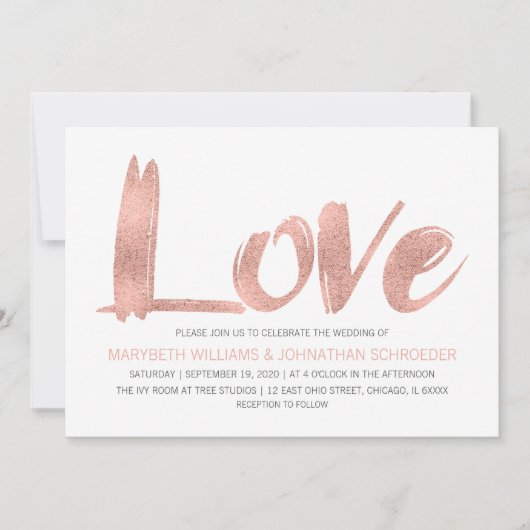 Faire-part de mariage d'amour Rose moderne (Devant)