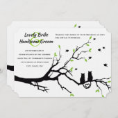 Faire-part de mariage d'Amoureux de les chats blan (Devant / Derrière)