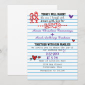 Faire-part de mariage d'amoureux d'école (Devant / Derrière)