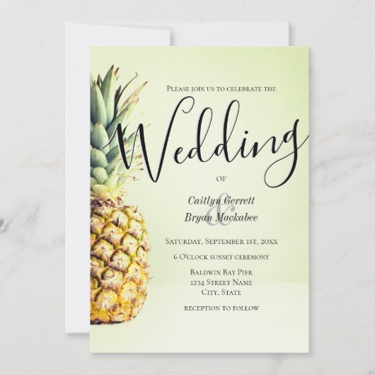 Faire-part de mariage d'ananas tropical (Devant)