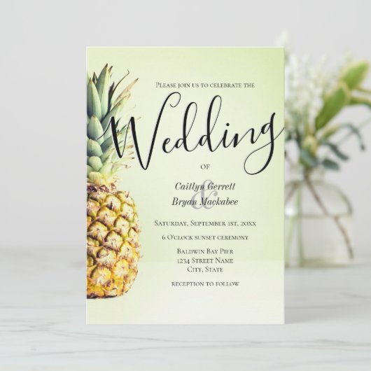 Faire-part de mariage d'ananas tropical (Debout devant)