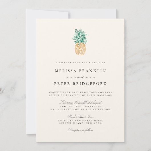 Faire-part de mariage d'ananas vintage (Devant)
