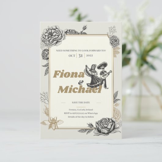 Faire-Part de Mariage Dancing Calaveras (Debout devant)