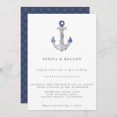 Faire-part de mariage d'Ancre aquarelle ropée (Devant / Derrière)