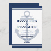 Faire-part de mariage d'Ancre bleu marine (Devant / Derrière)