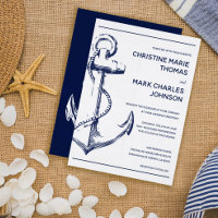 Faire-part de mariage d'Ancre d'esquisse marine