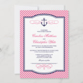 Faire-part de mariage d'Ancre marine et rose (Devant)