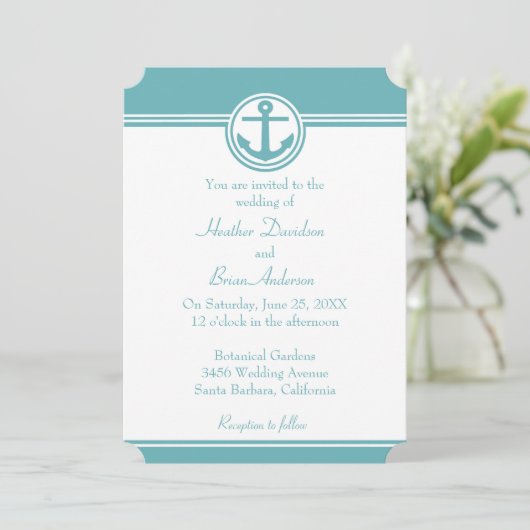 Faire-part de mariage d'Ancre marine turquoise (Debout devant)