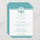Faire-part de mariage d'Ancre marine turquoise (Devant / Derrière)
