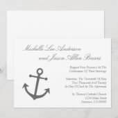 Faire-part de mariage d'Ancre nautique (Gris) (Devant / Derrière)