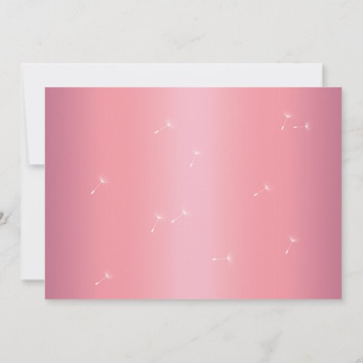 Faire-part de mariage Dandelion en or Rose et gris (Dos)