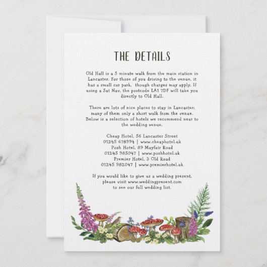 Faire-part de mariage d'animaux des bois (Dos)