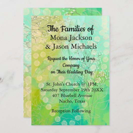 Faire-part de mariage dans Designer Green (Devant / Derrière)