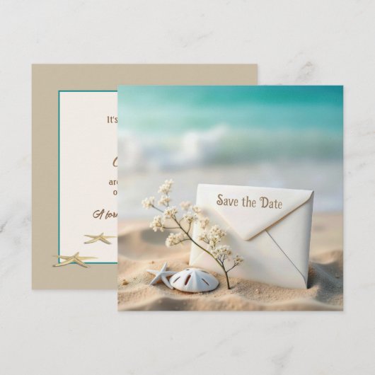 Faire-part de mariage dans le sable de la plage (Devant / Derrière)