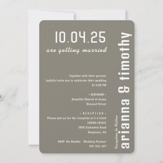 Faire-part de mariage dans les couleurs sauge et j (Devant)