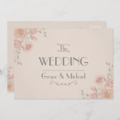 Faire-part de mariage dans les fleurs de style car (Devant / Derrière)