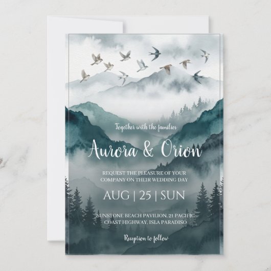 faire-part de mariage dans les montagnes fumées (Devant)