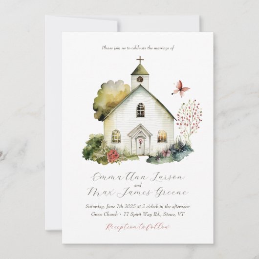 Faire-part de mariage d'aquarelle (Devant)