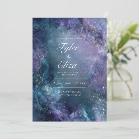 Faire-part de mariage d'aquarelle (Debout devant)