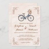 Faire-part de mariage d'aquarelle à bicyclette (Devant / Derrière)
