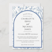 Faire-part de mariage d'aquarelle à cadre floral b (Devant)