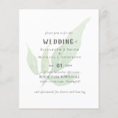 Faire-part de mariage d'aquarelle à feuilles moder (Devant)