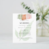 Faire-part de mariage d'aquarelle à feuilles moder (Debout devant)