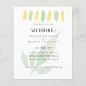 Faire-part de mariage d'aquarelle à feuilles moder (Devant)