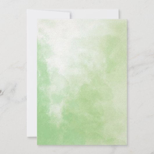 Faire-part de mariage d'aquarelle à feuilles verte (Dos)