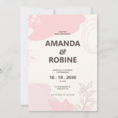 Faire-part de mariage d'aquarelle Abstrait rose mo (Devant)