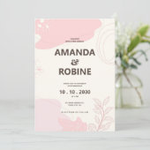 Faire-part de mariage d'aquarelle Abstrait rose mo (Debout devant)