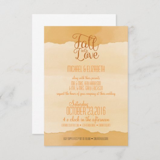 Faire-part de mariage d'aquarelle automne