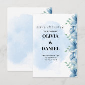 Faire-part de mariage d'aquarelle bleu (Devant / Derrière)