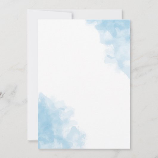 Faire-part de mariage d'aquarelle bleu (Dos)
