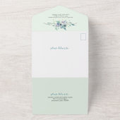 Faire-part de mariage d'aquarelle bleu (Dehors)