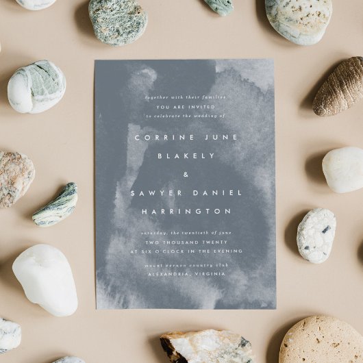 Faire-part de mariage d'aquarelle bleu Boho