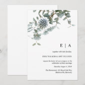 Faire-part de mariage d'aquarelle bleu foncé (Devant / Derrière)