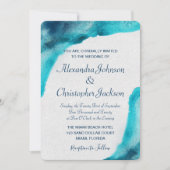 Faire-part de mariage d'aquarelle bleu océan organ (Devant)