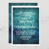 Faire-part de mariage d'aquarelle bleu turquoise (Devant / Derrière)